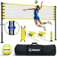 thumbnail image 3 of Patiassy 32ft Outdoor Portable Volleyball Net Set System - Adjustable Height Steel Poles, PU Volleyball with Pump and Carrying Bag for Beach Backyard, 3 of 10