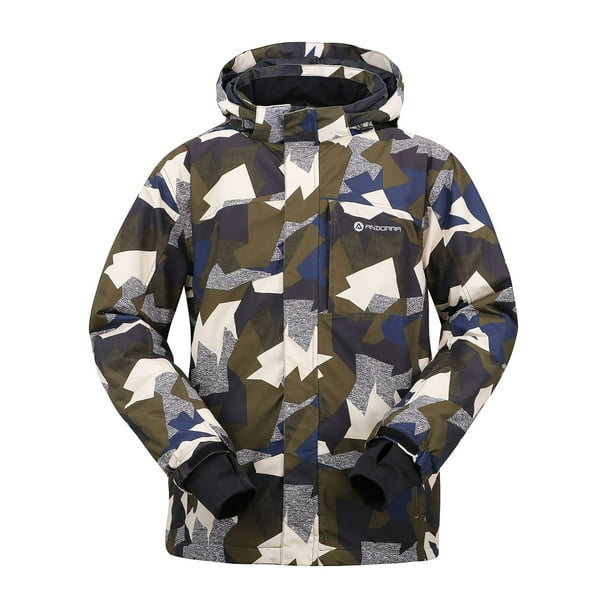 Andorra Men's Performance Insulated Ski Jacket with ZipOff Hood,Army