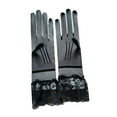 thumbnail image 3 of Guantes cortos de encaje para mujer, para boda, fiesta de té, disfraz, graduación, cena, novia Negro, 3 of 9