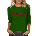 thumbnail image 1 of Plebaso Chemises à Manches 3/4 pour Femmes Mignonnes avec Cœur Hauts Amples Décontractés Blouses à Col Rond T-Shirts Imprimés, 1 of 4