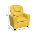 thumbnail image 5 of Sillón reclinable para niños Benzara con portavasos de piel sintética amarilla, 5 of 5