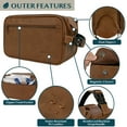 thumbnail image 4 of PAVILIA Toiletry Bag for Men, Travel Essentials Shaving Dopp Kit, Mens Travel Bag Toiletries Organizer Case for Grooming, PU Leather Water Resistant Cosmetic Bag Pouch (XL, Brown), 4 of 8