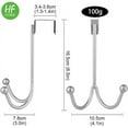 thumbnail image 3 of 2Packs Over The Door Double Hanger Hooks, Metal Twin Hooks Organizer for Hanging Coats, Hats, Robes, Towels- Silver, 3 of 5