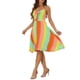 thumbnail image 4 of INSPIRAR CHIC Vestido de Verano para Mujeres con Escote en V, Nudo Frontal, Corte Amplio, Tirantes Espagueti, Midi, Color Naranja, 4 of 6