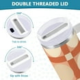 thumbnail image 3 of Yayeee 40oz Stainless Steel Tumbler with Straw and Handle Double-Wall Insulated Travel Water Bottle, Beige Geometric, 3 of 8