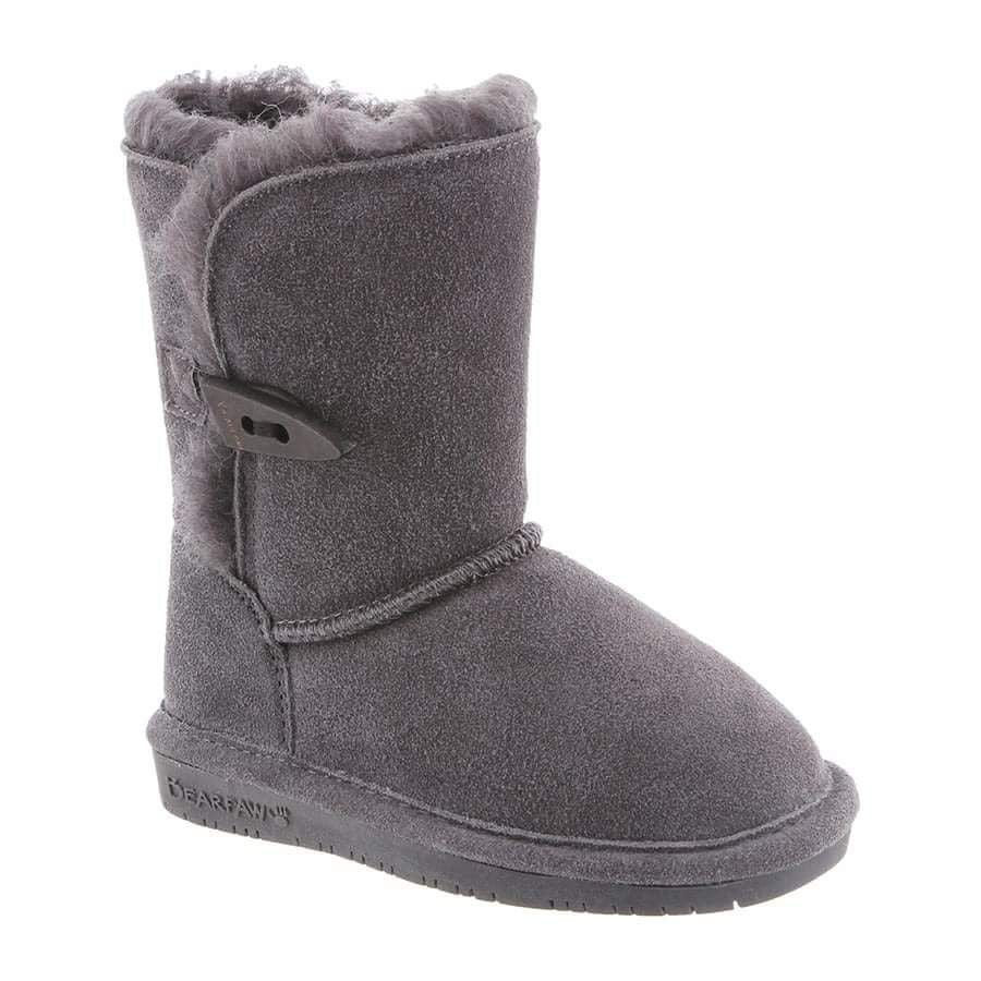 Bearpaw Abigail Charcoal Grey Suede Fashion Fur Lined Winter Snow Button Boots 