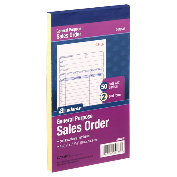 Adams All Purpose Sales Record Book, 2-Part, with Carbon, 50 Sets per Book