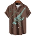thumbnail image 3 of Telankuip Men's Guitar Pattern Short Sleeve Shirts Lapel Button down Music Festival Print Shirt Summer Tropical Stylish Beach Vacation Casual Top for Loose Comfy Brown XXXXL, 3 of 3