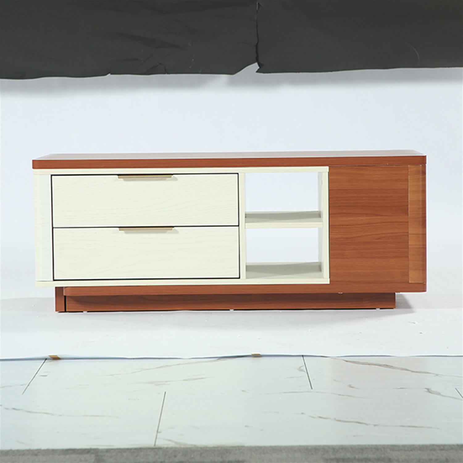 Demi Bonn 43" Extendable Coffee Table, Center Table with 2 Drawers and Reversible Tabletop for Home Living Room, Office, Brown