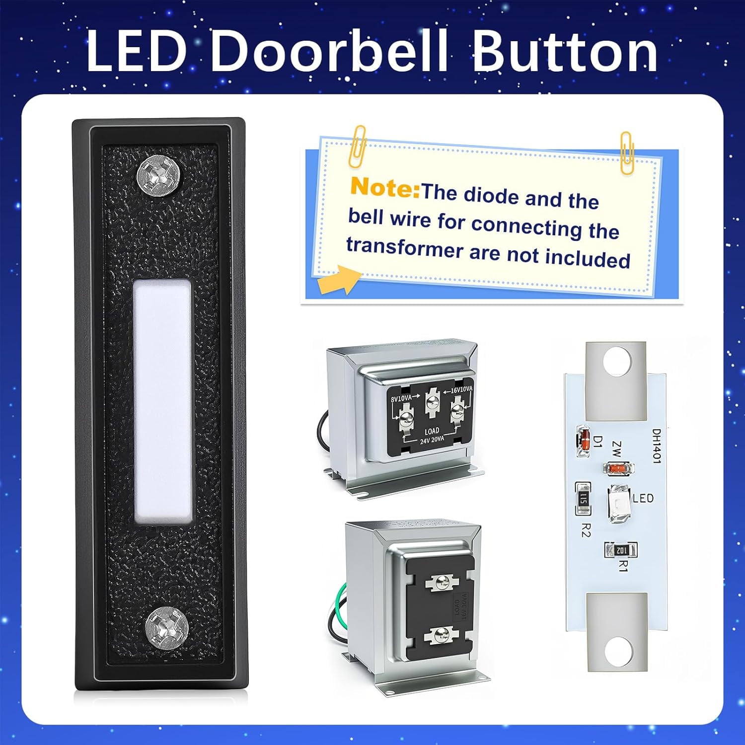 KDJ Heavy Duty Doorbell Button Metal Lighted Up Door Bell Wired Push Buttons