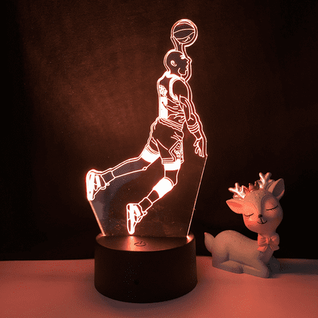 

JUSTUP Basketball Player Night Light 3D Illusion LED Lamp with Remote Control Best Birthday for Sports Lover --- A2（Black Seat）