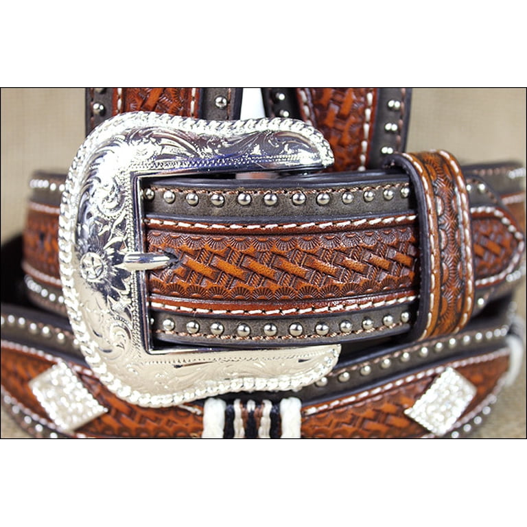 Nocona N2508808-36 Mens Scalloped Basketweave Diamond Concho  display picture 1