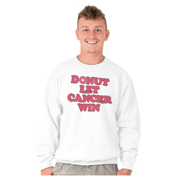 Donut Let Breast Cancer Win Women Crewneck Sweatshirt Brisco Brands S