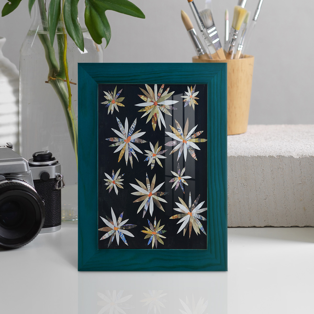 Starburst Too I - Framed Print w/glass - Ocean Blue