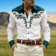 thumbnail image 2 of Camisetas de Navidad de Manga Larga de los Hombres Imprimir de Moda Casual Manga Larga Turndown Collar Blusa para Primavera Invierno Al Aire Libre Diario, 2 of 4