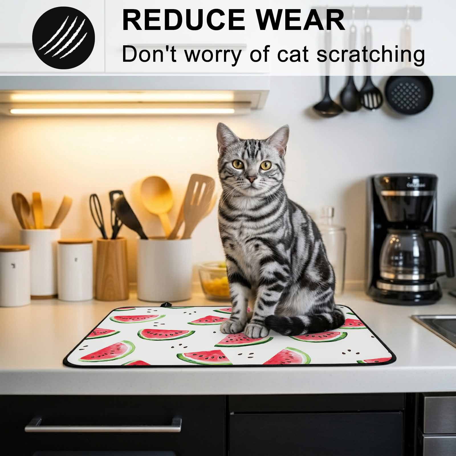 Summer Watermelon Stove Top Cover for Electric Stove, Heat-proof & Non Slip Glass Top Stove Cover Protector, Modern Tropical Fruit Watercolor Kitchen Flat Cooktop Rubber Mat 24x21 Inches
