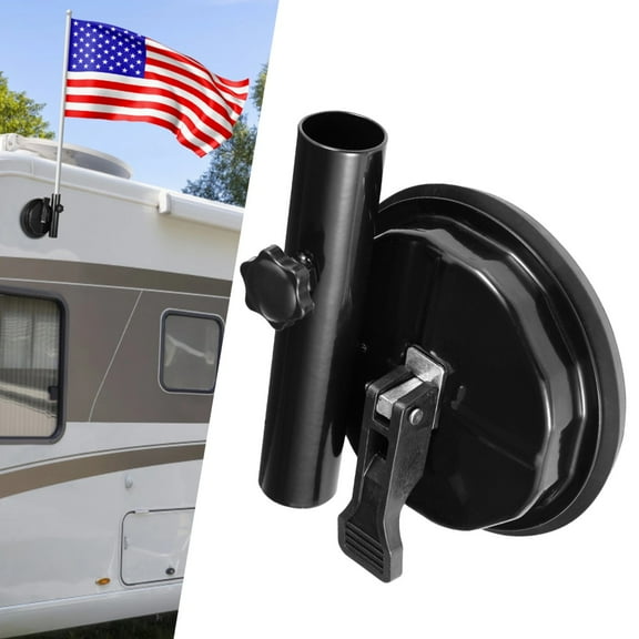 Suction Cup Flag Holder for RV, Camper Flag Pole Mount with Suction Cup, Car Flag Metal Mount No Damage No Drilling, Strong Suction Rubber Flag Pole Holder for RV Trailer Car Truck Boat