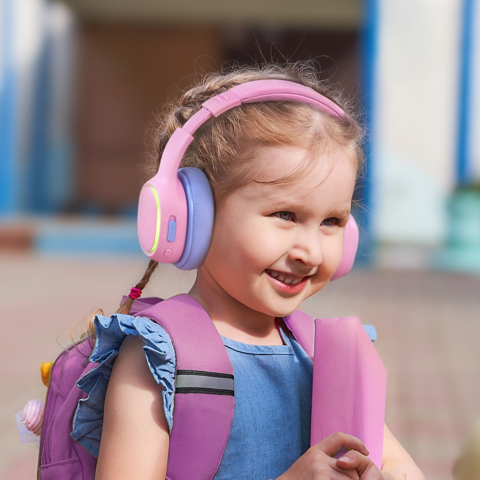 TRONSMART KH03 Children's Bluetooth Headphones, Safe Volume Control, Noise Reduction, Wireless Headphones with Light and Microphone, 70 Hours Playtime, Suitable for School/Travel/Airplane