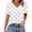White-08, variant on Women's V-Neck Loose Tee, Puff Short Sleeve with Button Detail, Sequin Print Trendy Casual T-Shirt