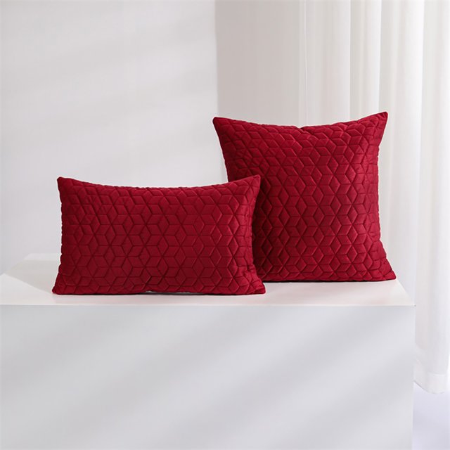 Yisang Hexagonal Pattern Embossed Pillow Cover Bed Pillow Bedside Living Room Sofa Cushion Back