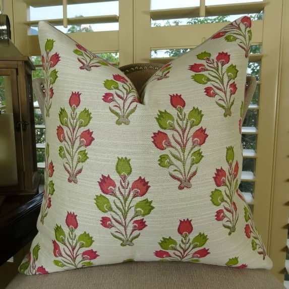 Thomas Collection Pink Citrine White Tulip Decorative Throw Pillow - 11058