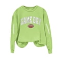 thumbnail image 3 of Xdegoge Football Sweatshirts for Women Game Day Letter Print Long Sleeve Casual Tops Crewneck Oversized Trendy Sweatshirt Loose Fit Lightweight Fall Fashion Clothes 2025, Green Xl, 3 of 4