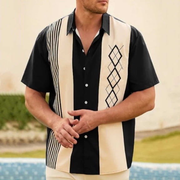 guisaled Mens Hawaiian Shirts Short Sleeve Button Down Western Shirts Regular Fit Loose Fit Business Office Work Dress Shirts