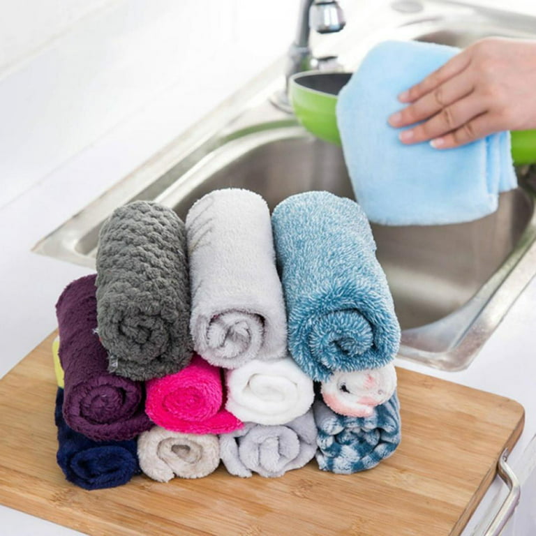 5pcs Bamboo Fiber Cleaning Cloths Eco-friendly Reusable Dish Towels  Dinnerware Wash Cloths Kitchen Cleaning Supplies