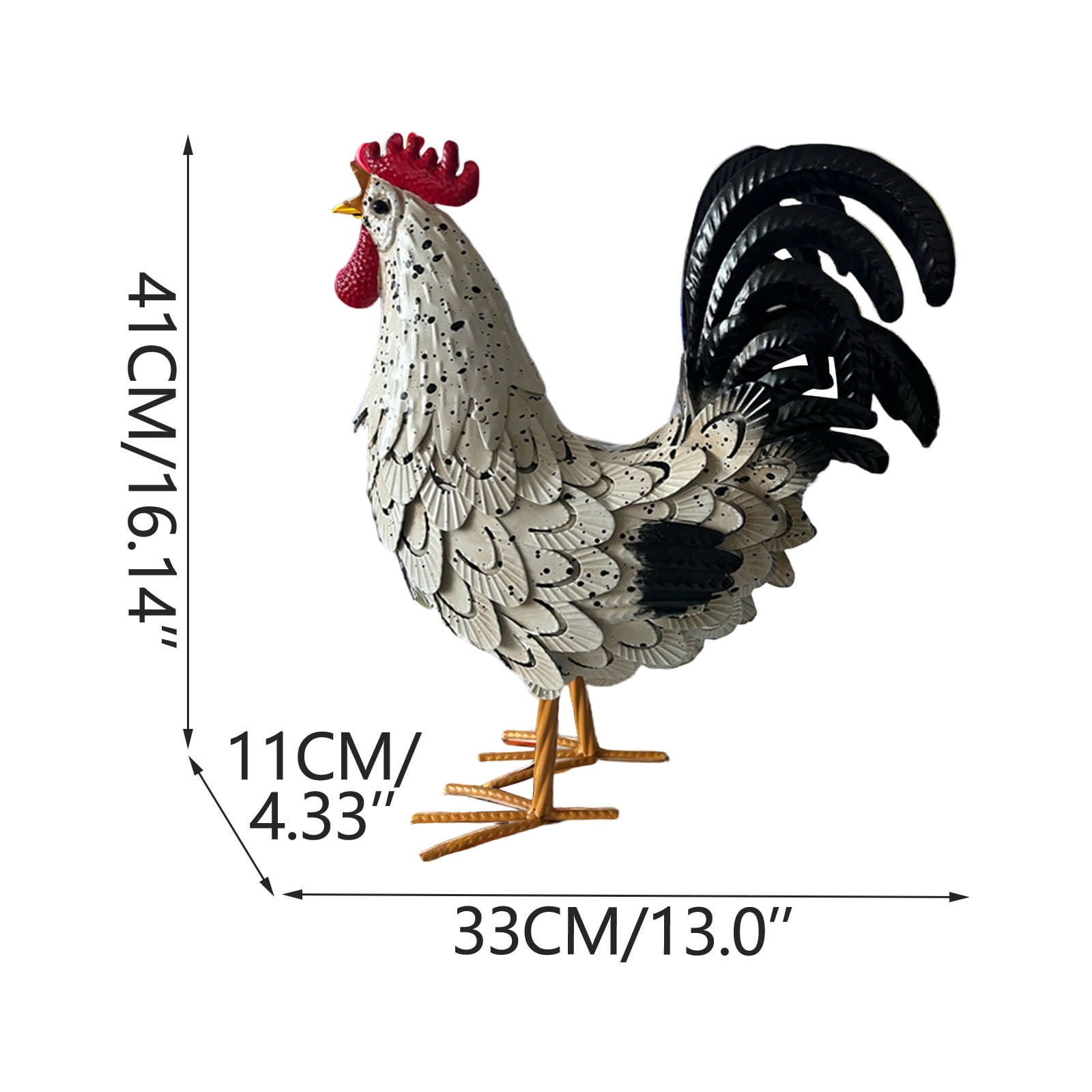 Rustic Metal Rooster Garden Stakes,16x13" Chicken Garden Animals Sculpture Lawn Ornament,Standing Animal Lawn Ornament for Backyard Patio Kitchen Decorations