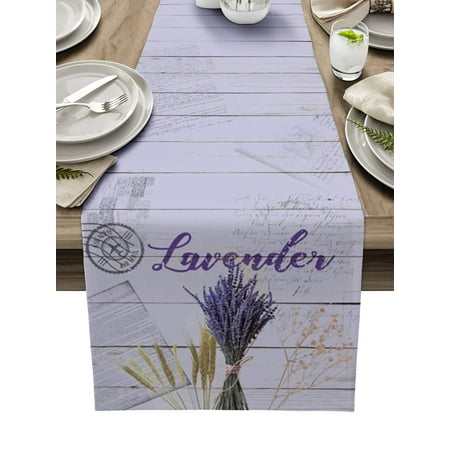 

Lavender Ear Of Wheat Vintage Flower Table Runner Home Party Decorative Tablecloth Cotton Linen Table Runners for Wedding
