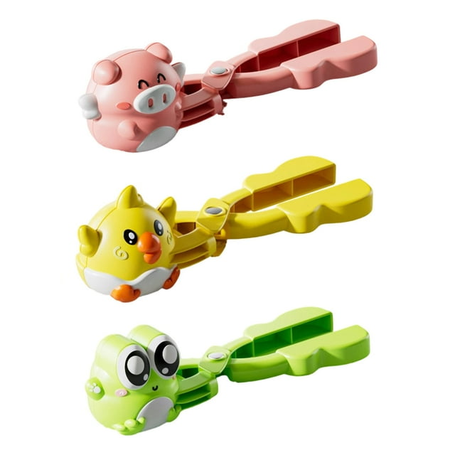 3 máquinas de bolas de nieve con clip para juego de lucha, herramienta portátil de dibujos animados para bolas de nieve, juguete para parques y activi