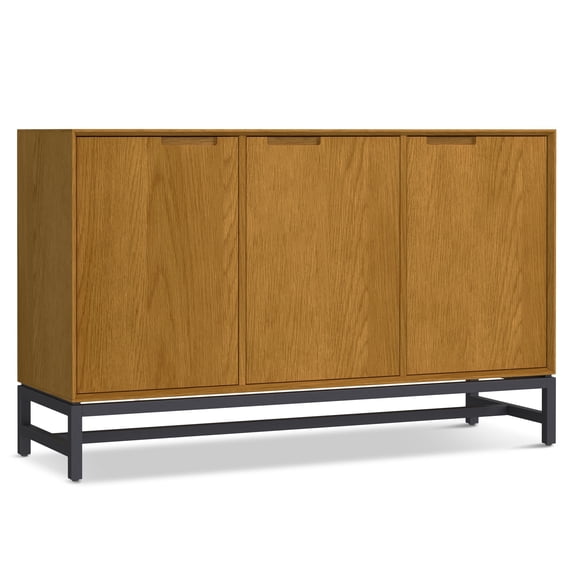 Simpli Home Banting 58 inch Wide Modern Industrial 4 Door Sideboard Buffet in Natural Oak Veneer