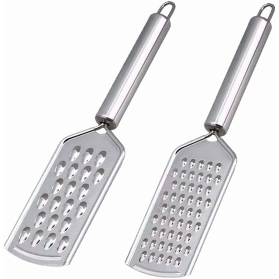 Pekkaxy 2 Pcs Mini Cheese Grater, Handheld Stainless Steel Zester for Chocolate, Ginger, Garlic, Lemon and Vegetables