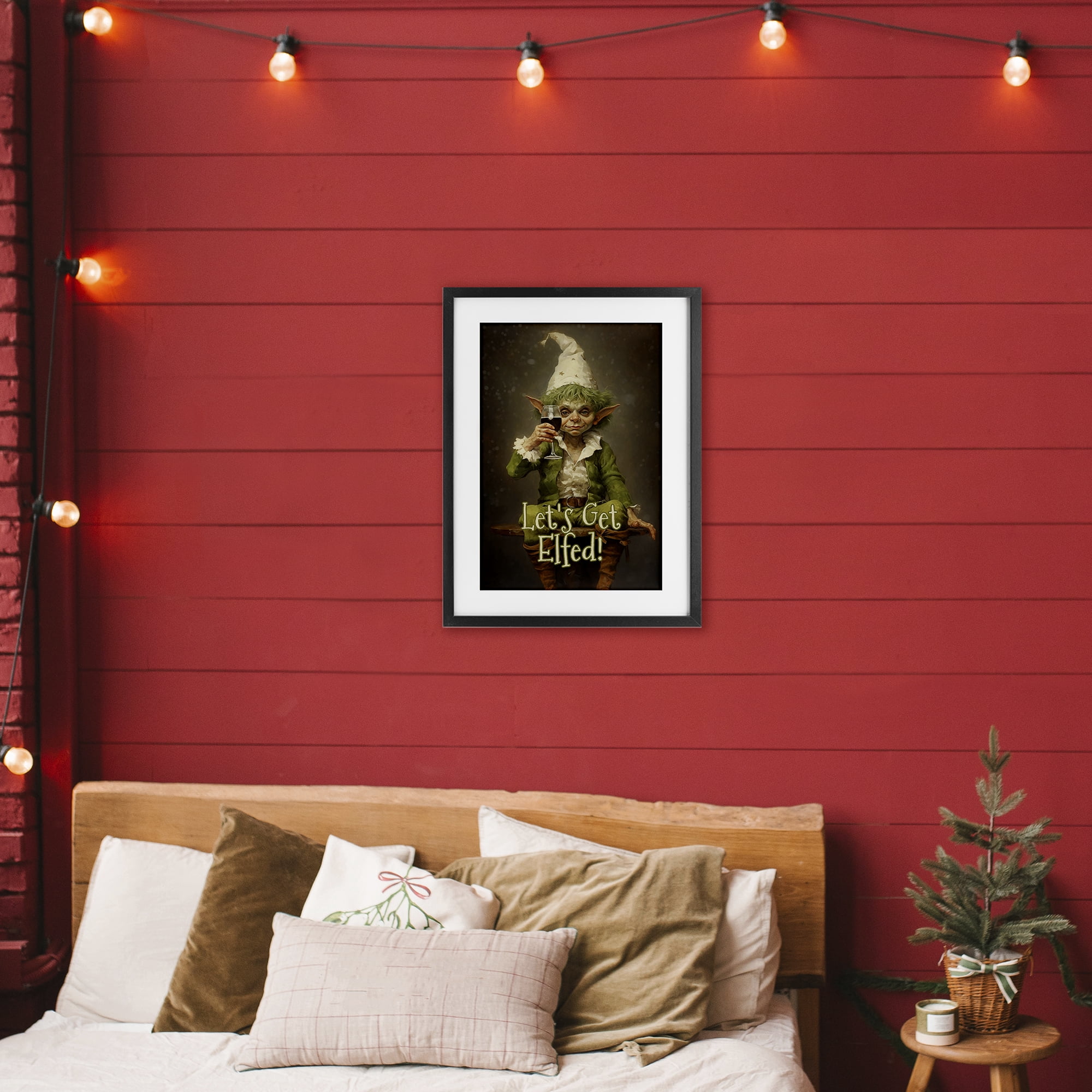 Stupell Industries Let's Get Elfed Black Framed Print Under Glass, design by Tina LeCour