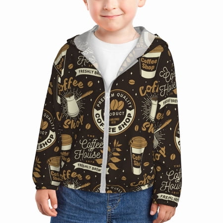 

Gaeub coffee shop house Print Athletic Sun Protection Hoodie for Kids Long Sleeve Outdoor UV Shirt Running Fishing Top for Boys Girls-18 Months
