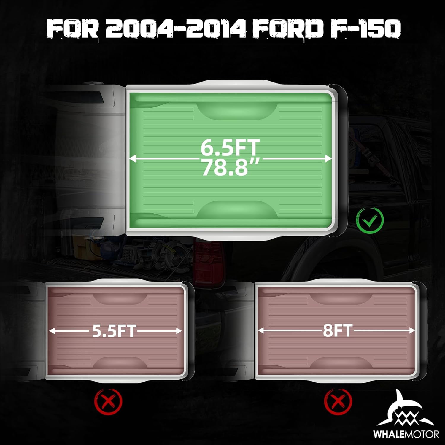 6.5 ft Hard Tri Fold Truck Bed Tonneau Cover Compatible with 2004-2014 Ford F150 F-150 Standard Box