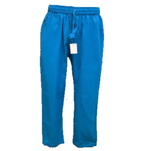 Summer Loose Cotton Trousers, Lightweight  Pure Elastic Waist Pants - French Blue