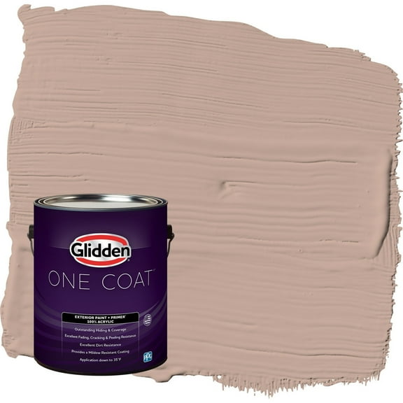 Glidden One Coat Taupe Tapestry / Beige Flat Exterior Paint with Primer, 1 Gallon