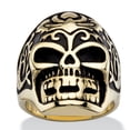 thumbnail image 1 of Men's Two-Tone Gold Ion-Plated Tribal Skull Ring in Antiqued Stainless Steel, 1 of 3