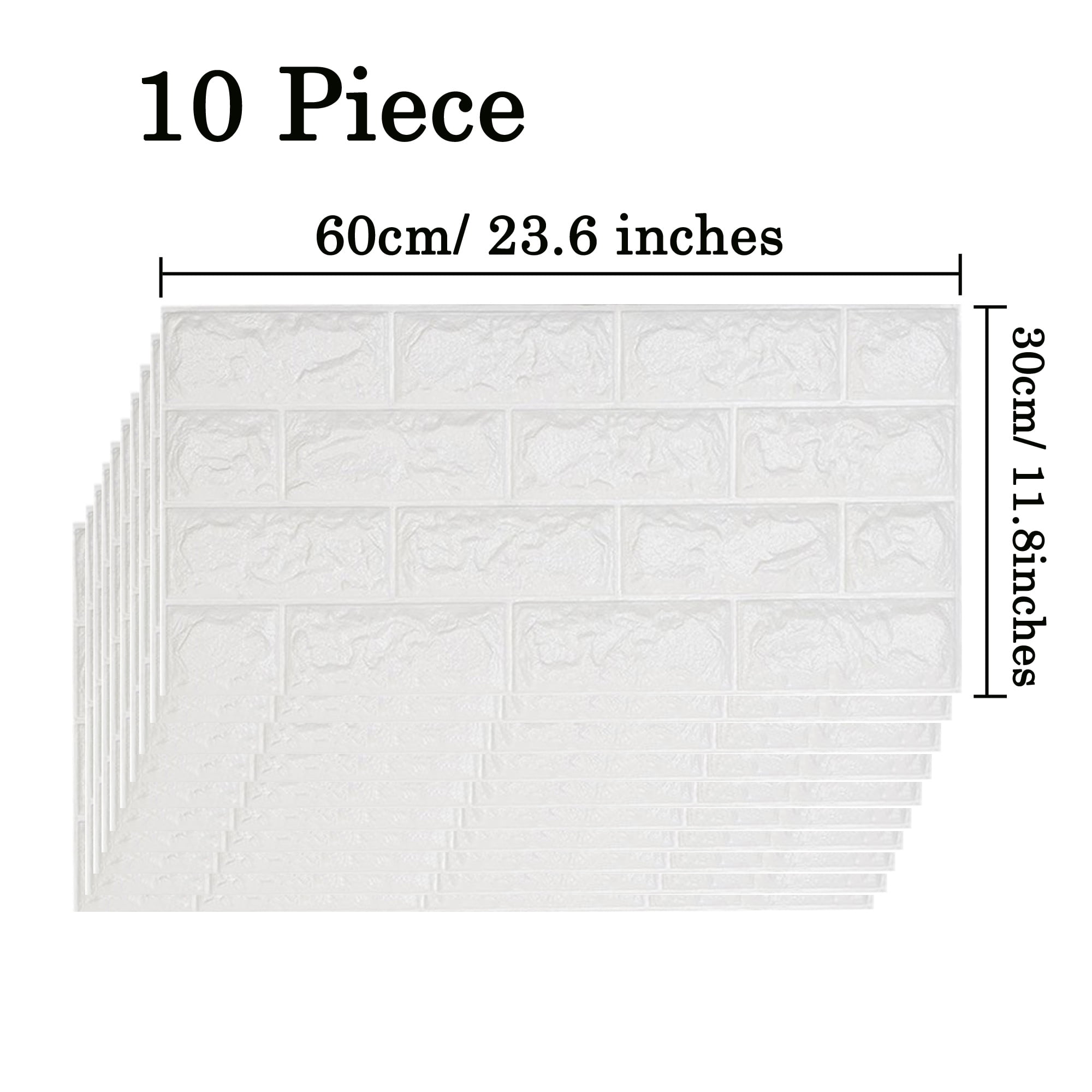 LELINTA 10PCS Peel and Stick 3D Wall Stickers Panels White Brick Wallpaper for Bathroom Living