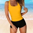 thumbnail image 5 of HVOBTTY Summer Women's 2 Piece Bikini Swimsuit Set Period Use Solid Color Round Neck Built In Pad Wireless Beach Pool Bathing Suits, 5 of 5