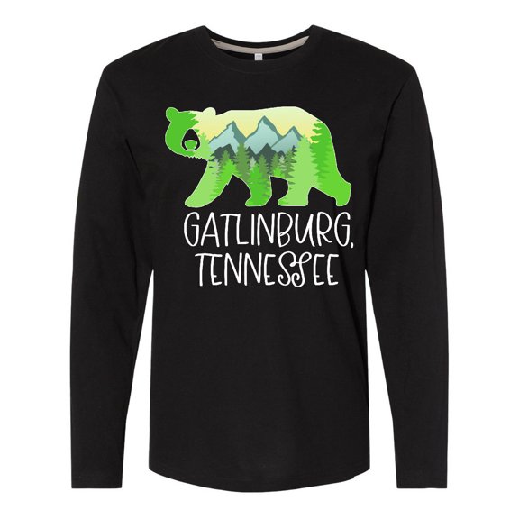 Inktastic Gatlinburg, Tennessee- Mountains and Bear Shape Long Sleeve T-Shirt