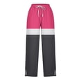 thumbnail image 5 of Olyvenn Split Side Linen Pants for Women Dressy Casual Color Block Summer Elastic Waist Loose Fit Sweatpants with Pockets Hot Pink M, 5 of 5