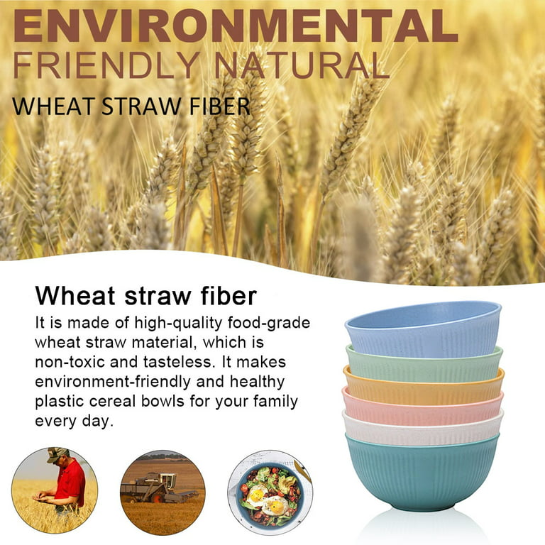 KOXIN-KARLU Unbreakable Cereal Bowls with Lids - 28 oz Wheat Straw Fiber  Bowls for Cereal or Salad | set of 6 in 6 Assorted Colors, Dishwasher 