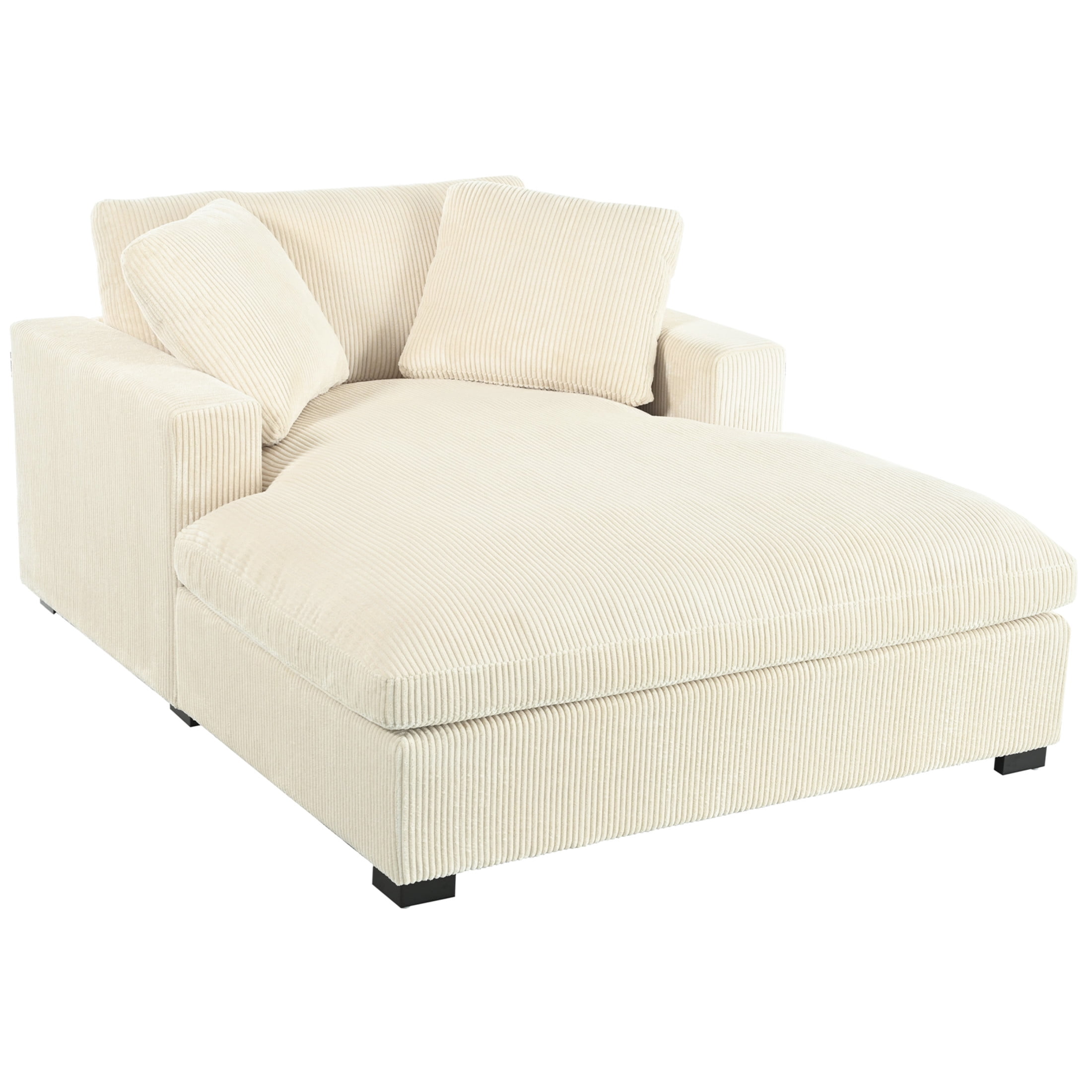 Christopher Knight Home 70.9" Classic Oversized Chaise Lounge Chair, Corduroy with Durable Frame, Beige