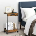 CShaped Rolling End Table with Charging Station, Sofa Side Table with