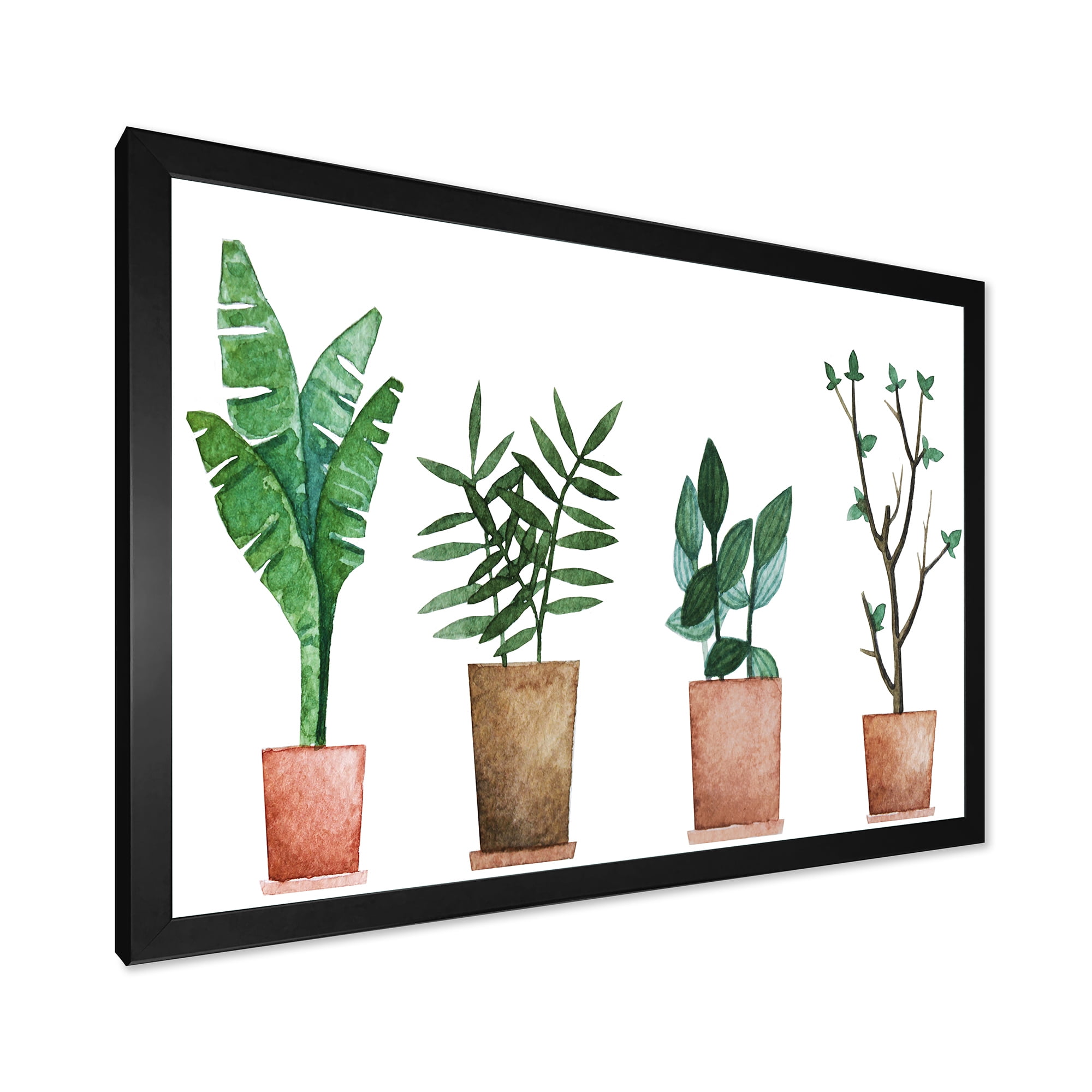 Designart 'Duo of Potted Flowers House Plants In Claypots' Farmhouse Framed Art Print