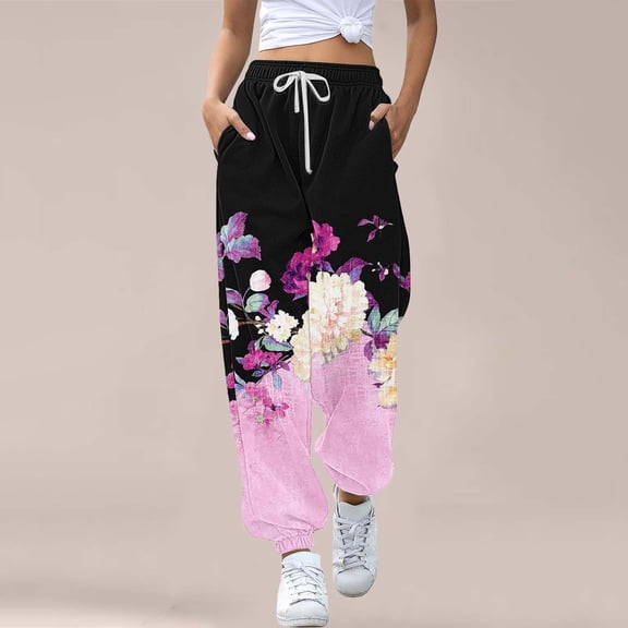 AKEGAMN Bottom Sweatpants Joggers Pants Workout High Waisted Yoga Pants with Pockets, Pink XXL, Size S-XXL