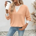 thumbnail image 6 of Warop Women's Colorblock Knit Sweater Round Neck Twist Texture Long Sleeve Pullover Loose Fit Top for Winter, 6 of 6