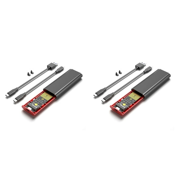 2X M2 SSD NVME Enclosure M.2 to USB 3.1 SSD Box Case for M.2 PCIe NVMe M Key 2230/2242/2260/2280 Tool Free Adapter,Black